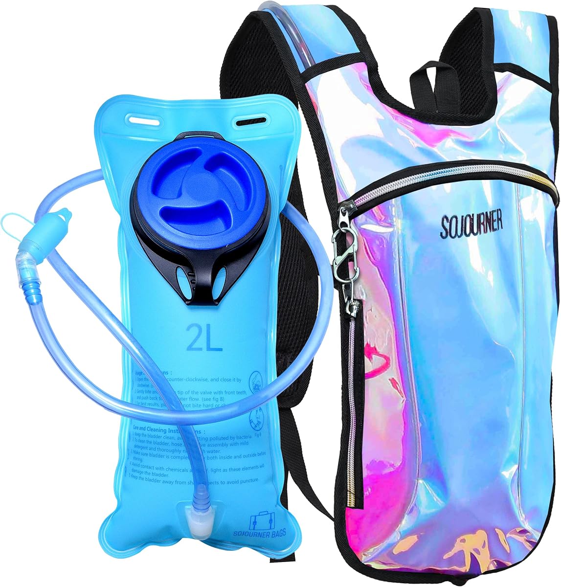 Sojourner Rave Hydration Pack - Mochila de hidratación - Hydropack con vejiga de 2 litros - Mochila de agua para festivales, senderismo, correr, andar en bicicleta y más