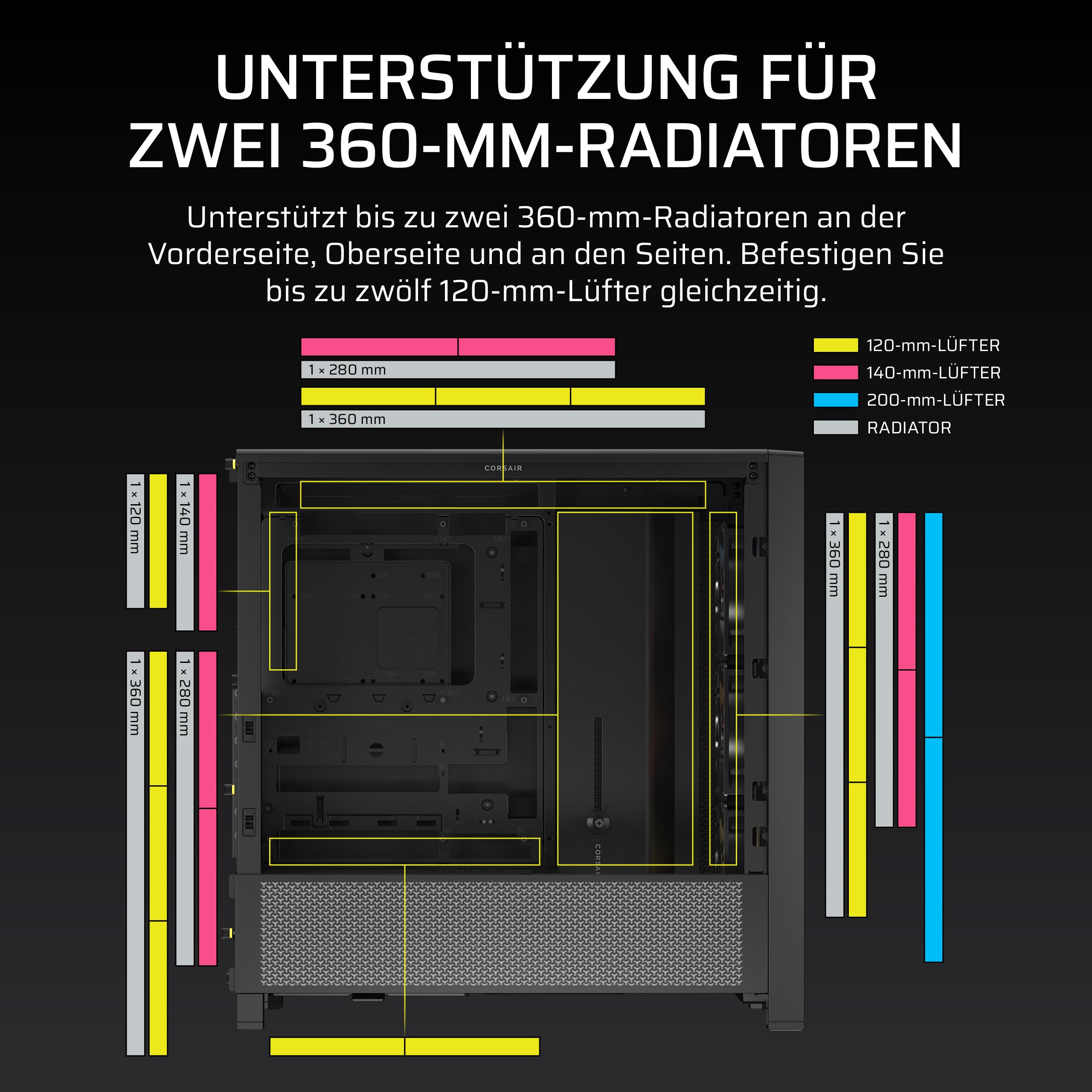 CORSAIR Frame 4000D RS ARGB Modulares Mid-Tower ATX PC-Gehäuse – Schwarz