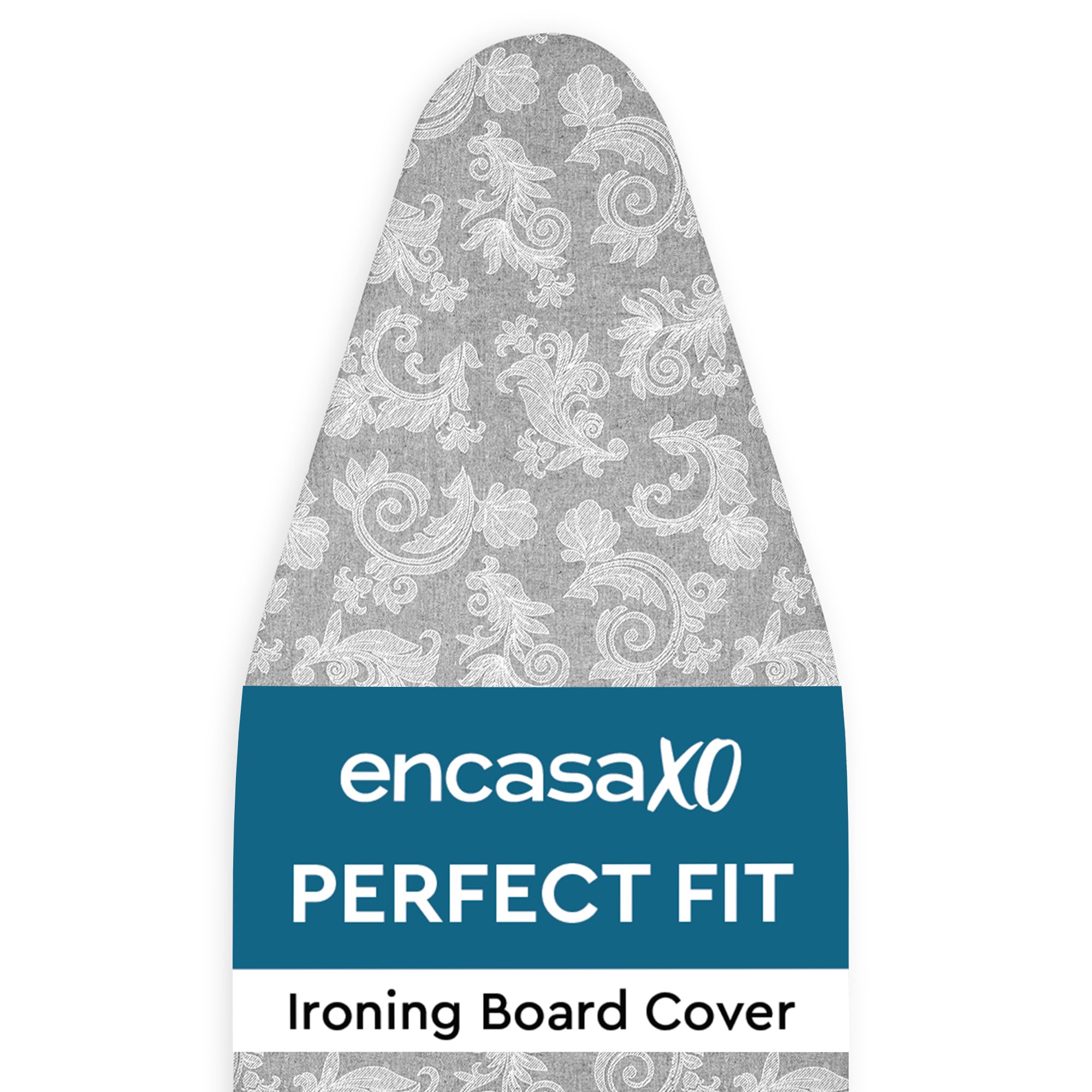 Encasa XO Ironing Board Cover, Thick Felt Pad, Cotton 54"x18" Grey
