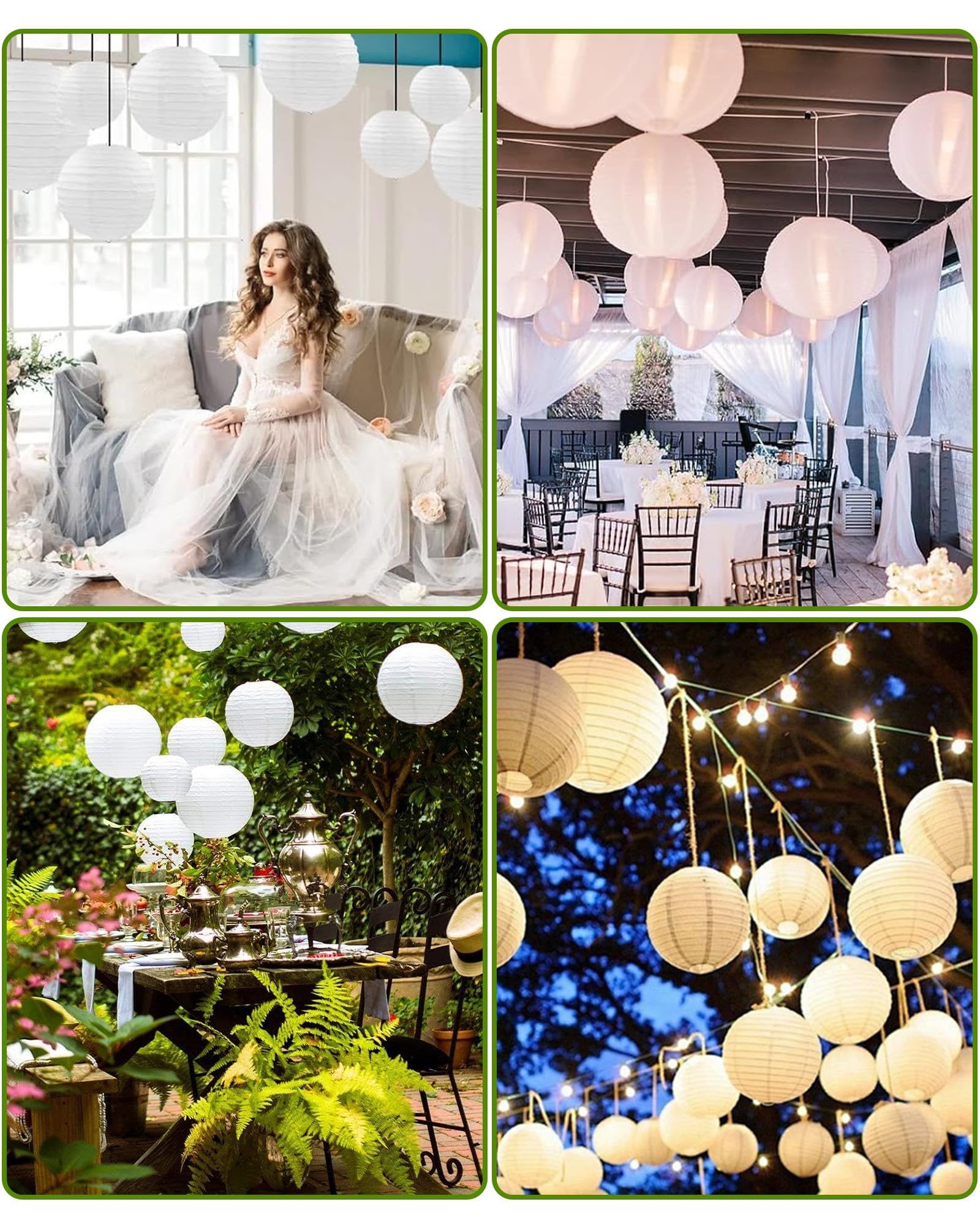8 Lanterne di Carta Bianco,Paralume Rotondo Decorativo per Matrimoni,Decorative per Matrimoni, Compleanni, Feste ed Eventi