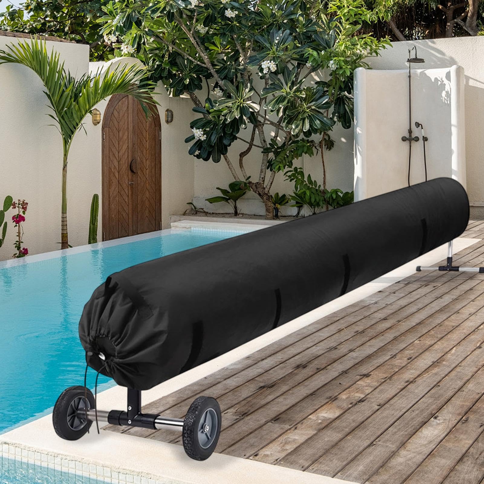 Rullo avvolgitore per copertura piscina Protezione In Oxford 420D Con | Copertura Protettiva Per Telo Solare Per Giardino Esterno Patio Cortile Retro Protezione Da Pioggia Sole Neve E G