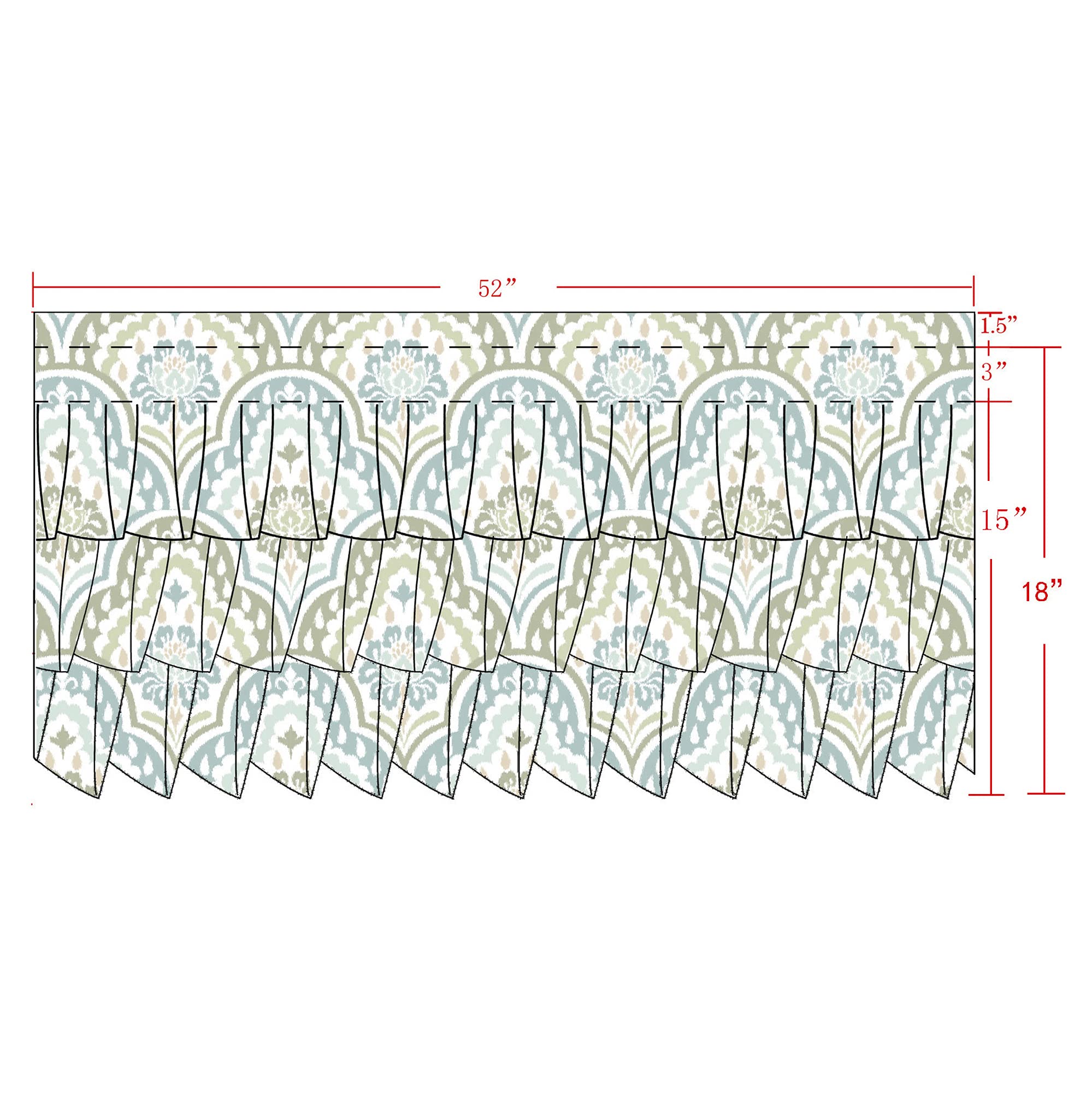 Home Soft Things Tivoli Ikat Microfiber Ruffle Valance Set of 2 Panels 52