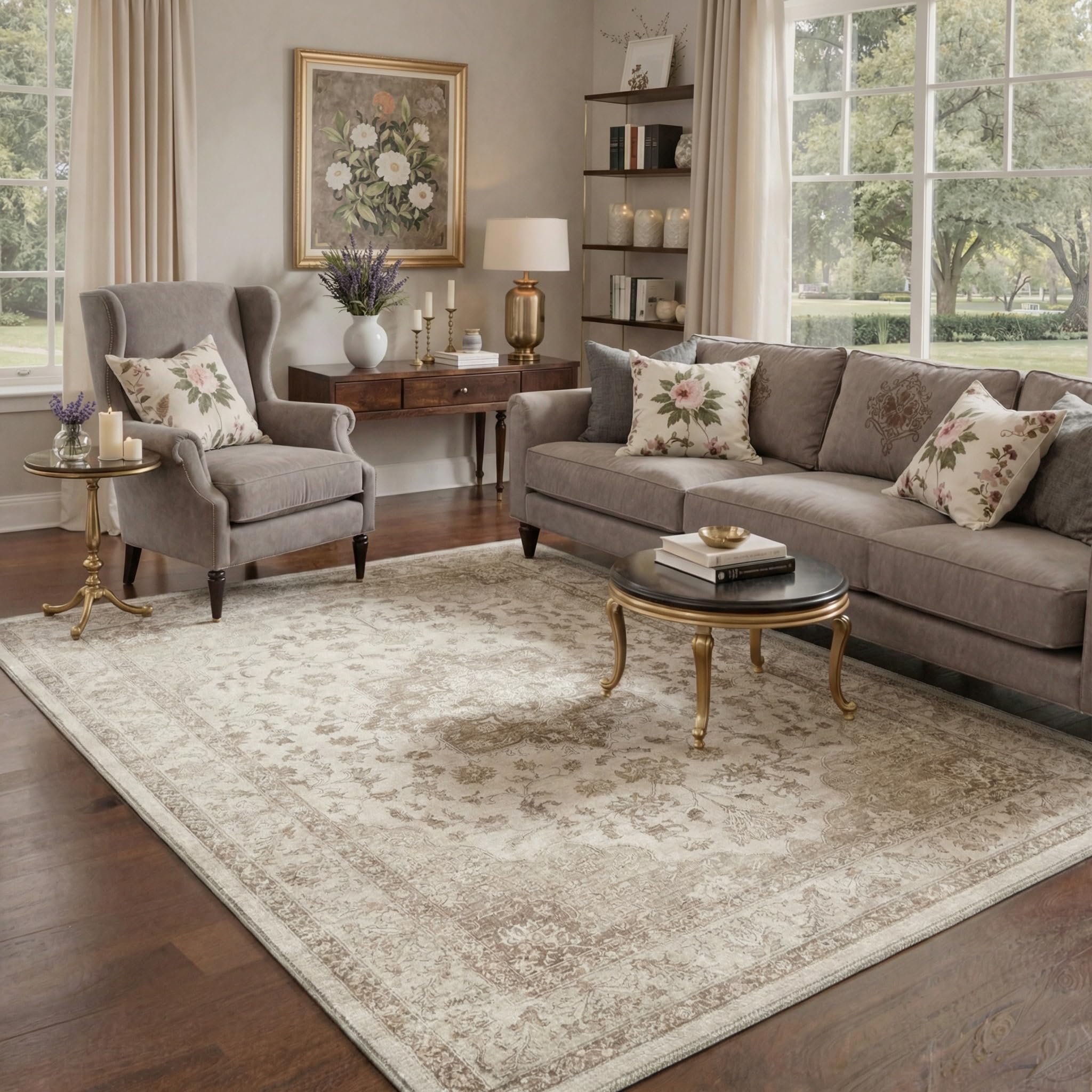 BEIMO Waschbarer Teppich Wohnzimmer Vintage, Boho Teppich Schlafzimmer Groß Orientalisch rutschfest für Badezimmer Esszimmer