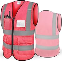 Vista 9 de TICONN Chaleco de seguridad reflectante de alta visibilidad Clase II de malla para mujeres y hombres Cumple con los estándares ANSI