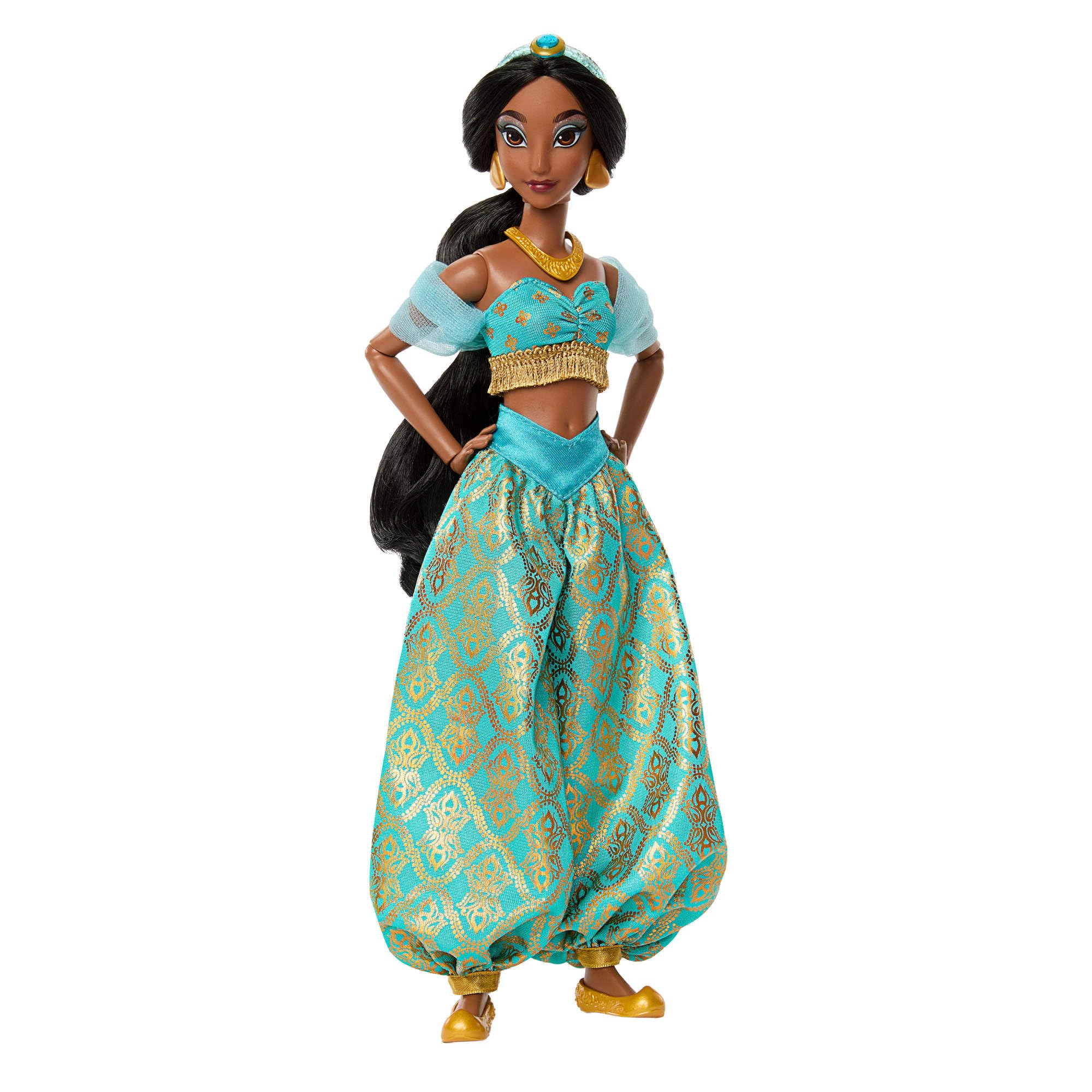 Mattel Disney Princesas Sparkling Princess Jasmine Muñeca y Accesorios con Ropa, Zapatos, Collar y Pendientes de Quita y pon, Inspirada en la película, JMP63