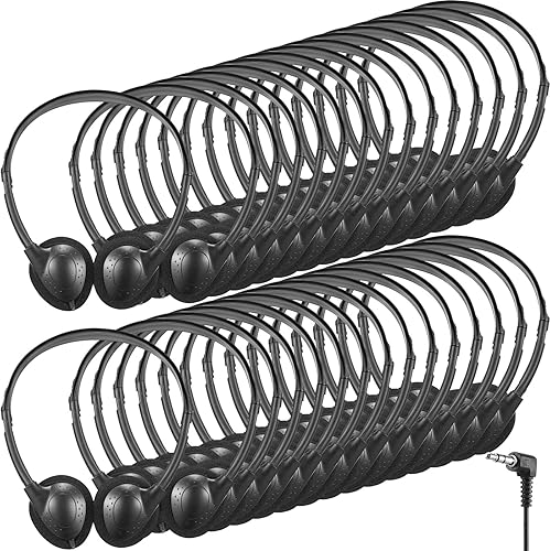 Miniatura 14 de Konohan Paquete de 30 auriculares a granel para escuela, aula, estudiantes, auriculares con cable ajustables con conector de 0.138 in para adultos