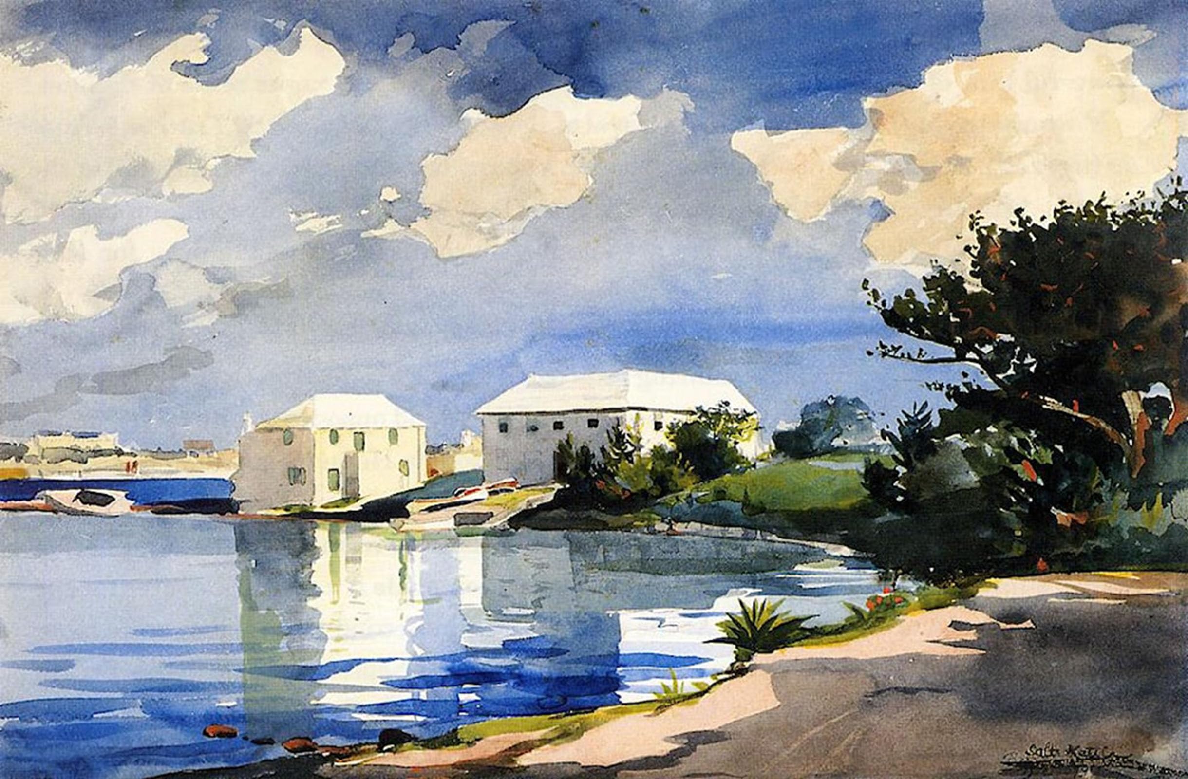 ARTXLXXBN Famous Print Painting Colorful Art Print Salt Kettle Bermuda by Winslow Homer Canvas Art Decorations for Home Decor 60x90cm