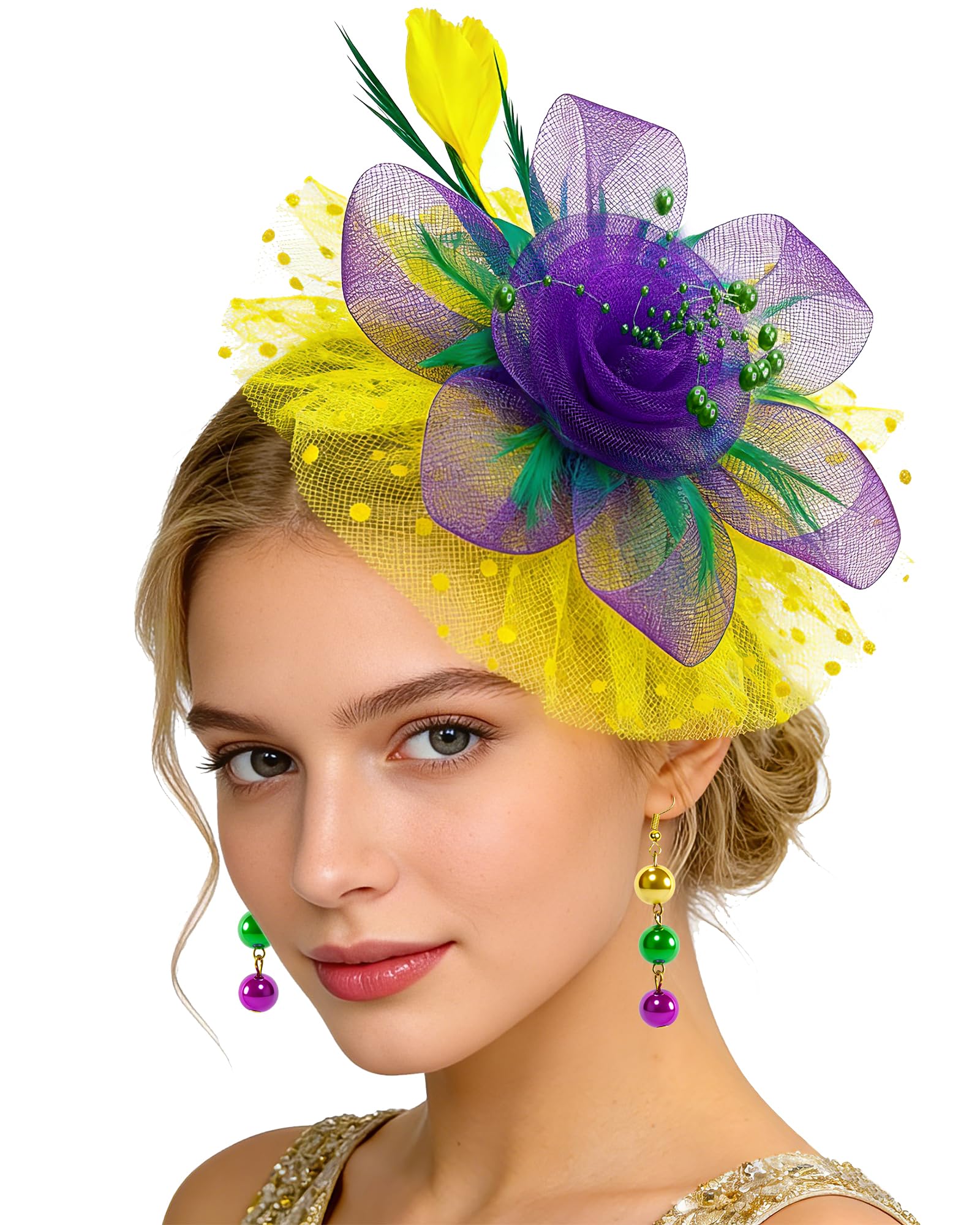 Amazon.com: SIROGOGO Mardi Gras Fascinator Cocktail Tea  display picture 3