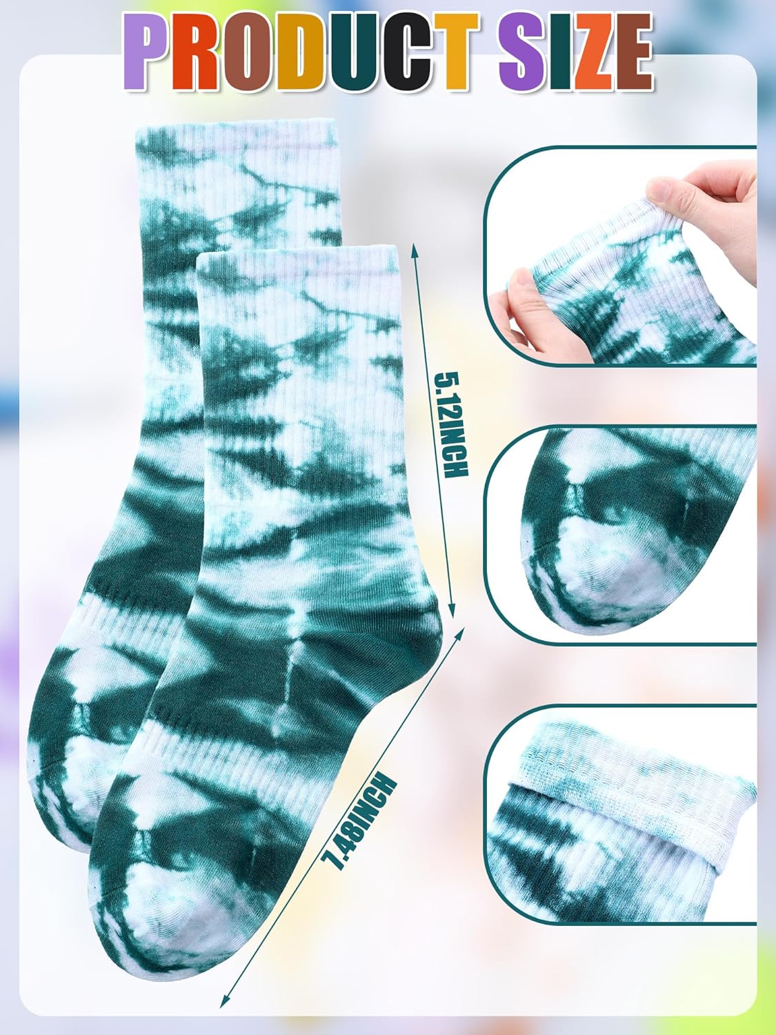 6 Pairs Casual Tie Dye Dress Socks Cotton Colorful Crew Socks for Men Women Crazy Funny Athletic Hippie Gifts - Image 5