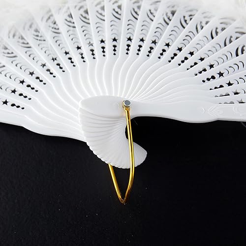 Miniatura 3 de BABEYOND - Abanico de mano plegable estilo vintage de los años 20 con plumas de Marabou para disfraz de Halloween, baile, fiesta, fiesta de té,