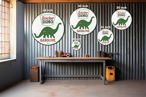 Miniatura 2 de Sinclair - Cartel de metal con diseño de dinosaurio de gasolina de 24 a 48 pulgadas, hecho con metal compuesto de aluminio de alta calidad (ACM) (14