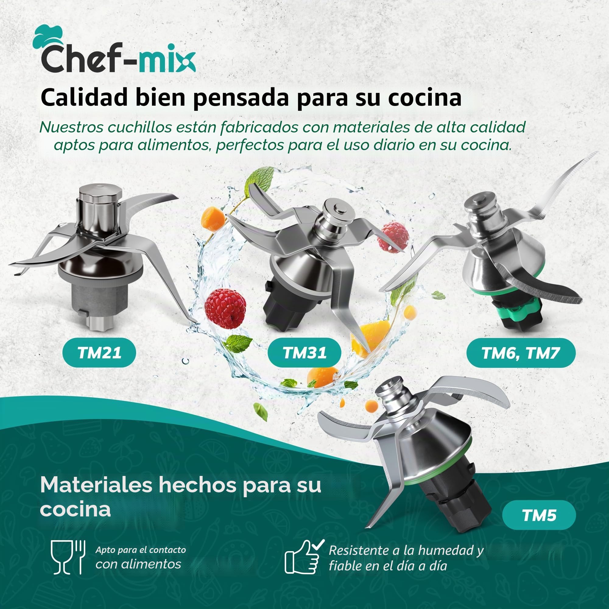 Alternativo Cuchilla mezcladora compatible con Thеrmomix TM21 | Cuchilla cuchilla de repuesto accesorios, de acero inoxidable, con junta, ultraafilada, para robot de cocina