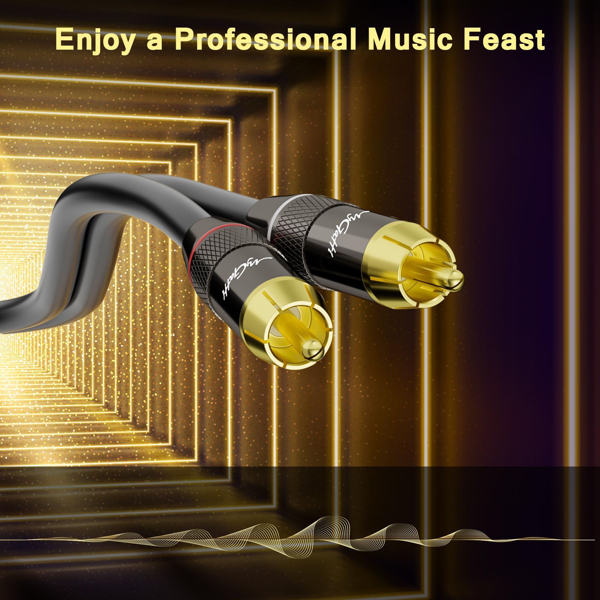 Cavo RCA da 1,2 m, cavo audio stereo da 2RCA a 2 RCA, guscio in lega di zinco, rame privo di ossigeno, spine placcate oro, 2 cavi adattatori audio RCA, per Home Theater, HDTV, amplificatore, sistema