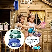 Vista 4 de Swingset - Juego de 2 teléfonos de plástico con llave numérica para niños, patio de recreo, accesorios para casa de árbol (verde, azul)