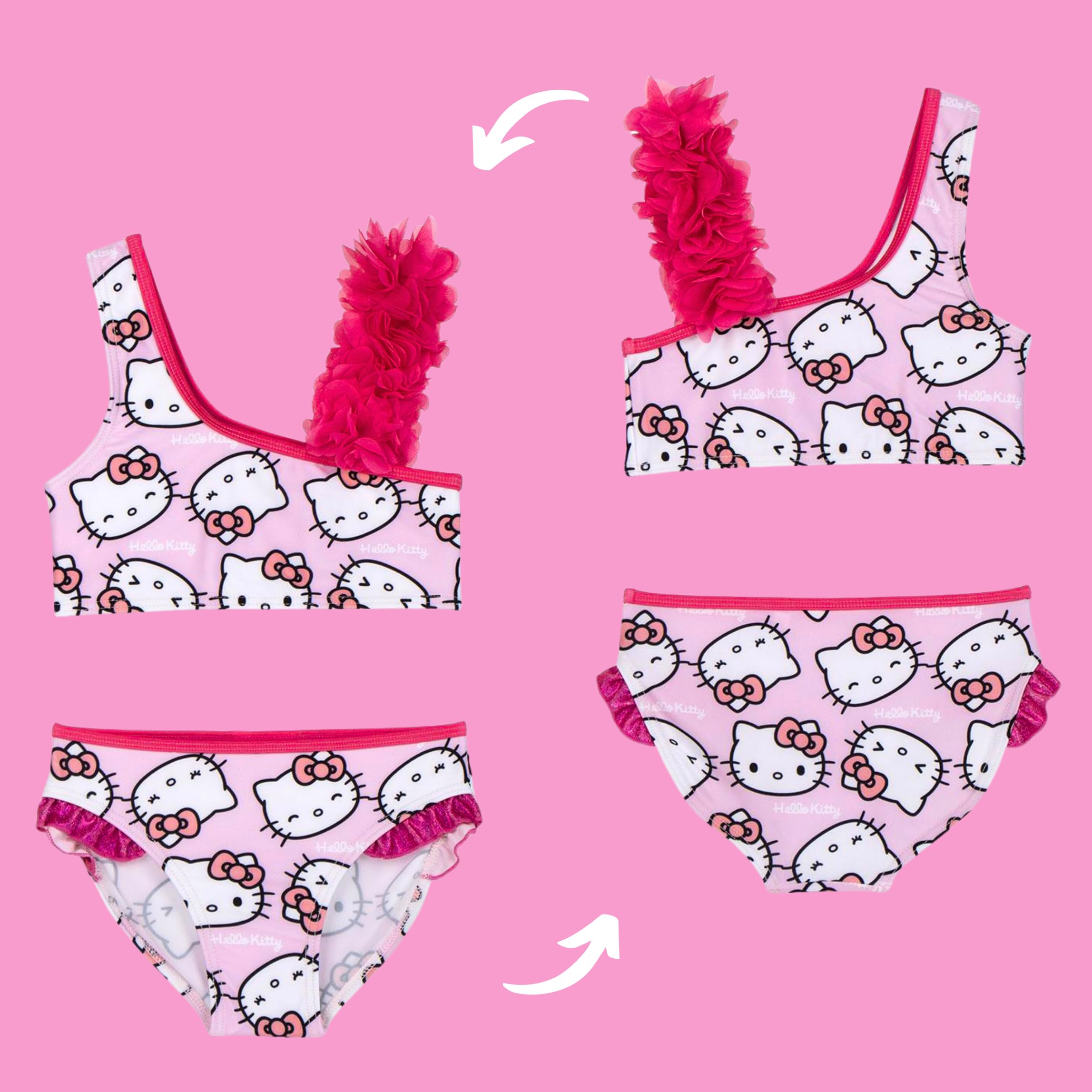 Hello Kitty Bikini Deux Pièces pour Filles, Maillot de Bain D'été pour Enfants, Tailles 3 à 7 Ans