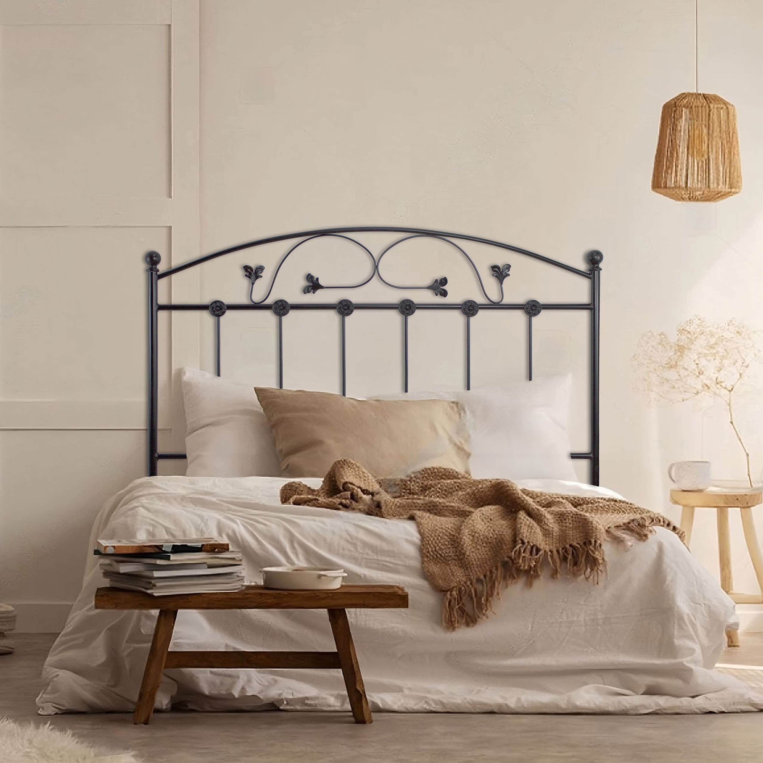 Genérico Cabecero de forja Modelo Montalbán, Hecho a Mano en Nuestros Talleres Andaluces. Disponible en Varias Medidas y Colores (para Cama de 90 cm, Black)