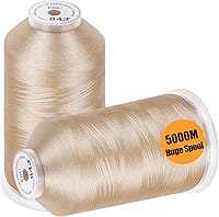 Vista 37 de New brothread - 2 Huge Spools 5000M Each Polyester Embroidery Machine Thread 40WT for Commercial and Domestic Machines - White
