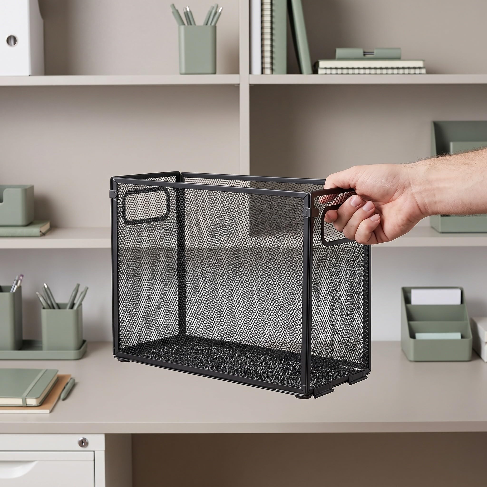Artibetter Caja organizadora de Archivos, Cesta metálica Plegable, Organizador de Carpetas portátil | Caja de Archivo Colgante para Almacenamiento de Documentos, Cartas y Papeles en el hogar y la
