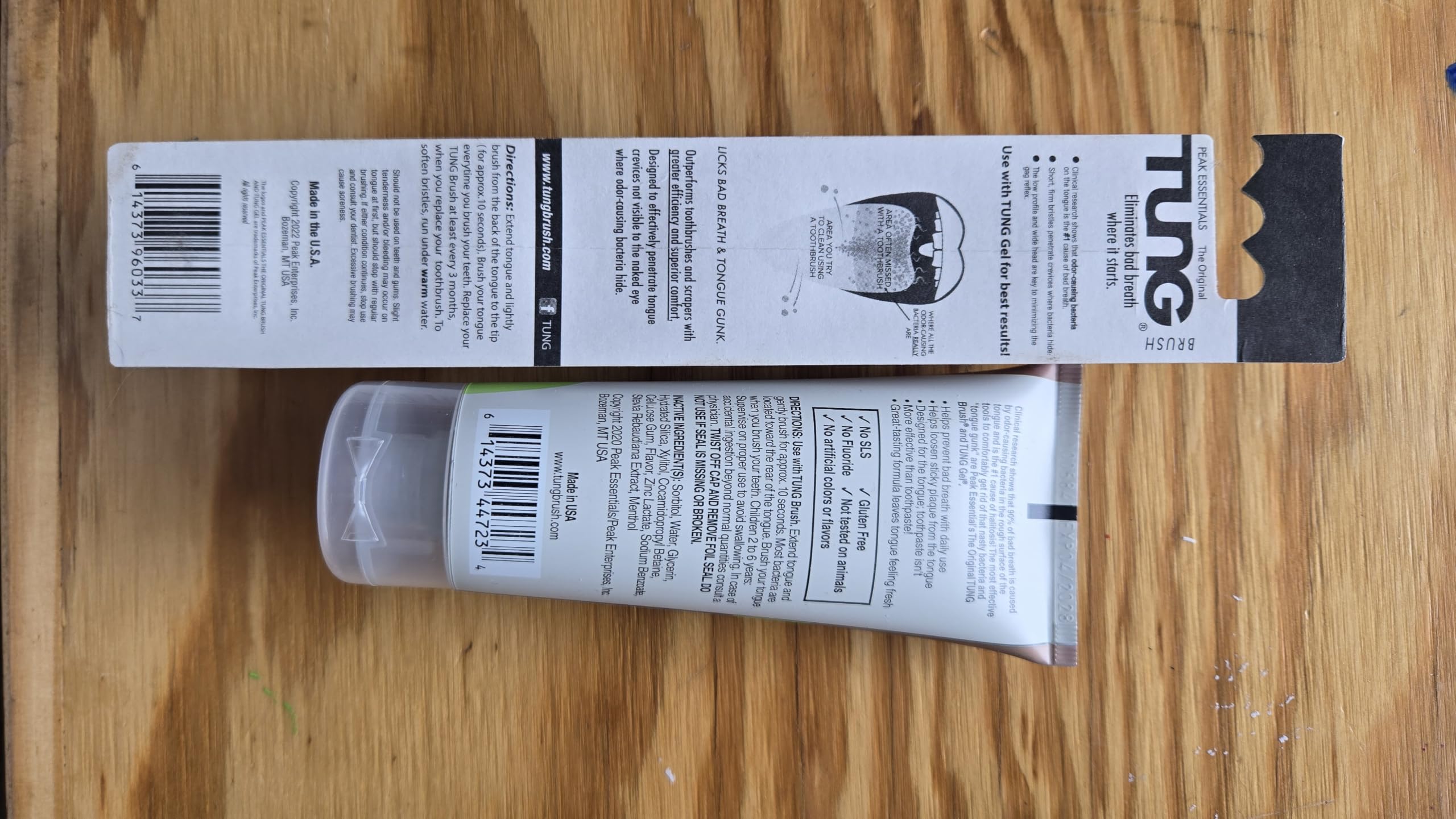 TUNG - Kit de limpieza de lengua, cepillo TUNG y gel natural de chorro de menta, eliminador de olores contra el mal aliento, defensa de la halitosis, fabricado en Estados Unidos (juego de 1)