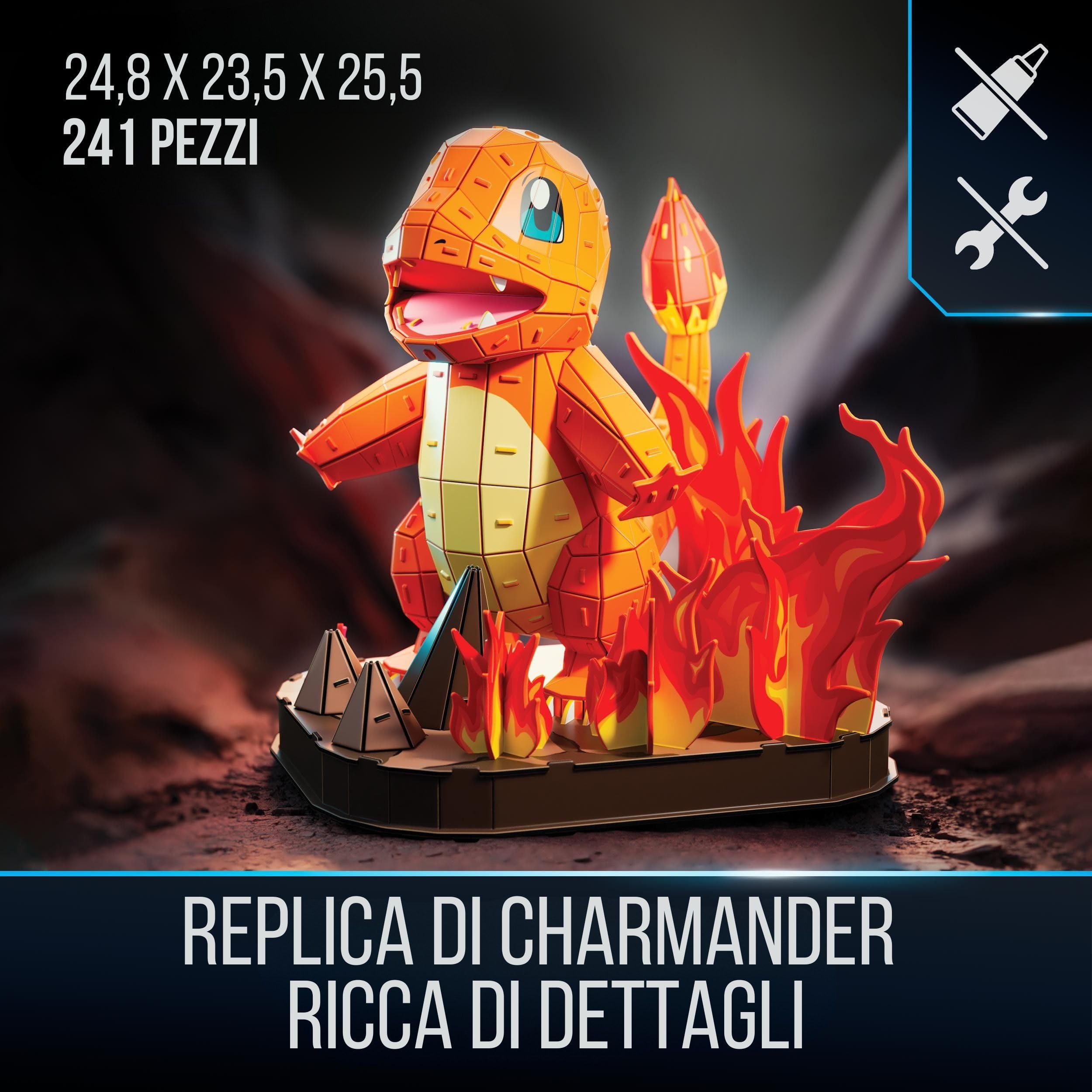 4D Build, Pokémon Charmander, Kit di Modellismo 3D, Puzzle per Adulti, 241 pezzi, dai 12 Anni in su