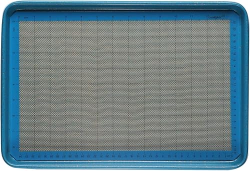 Miniatura 8 de CasaWare Juego de 3 bandejas de galletas de 15 x 10 x 1 pulgadas, rejilla de enfriamientoalfombrilla de silicona para hornear (granito azul)