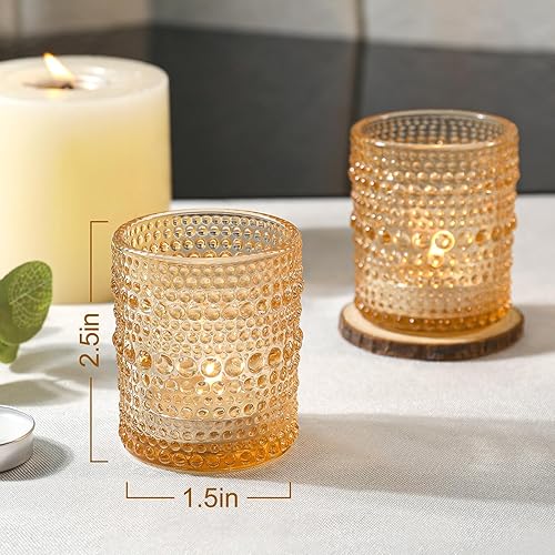 Miniatura 2 de 24 portavelas votivas doradas, portavelas para centro de mesa, portavelas de cristal para Navidad, decoración de boda, cumpleaños, decoración del