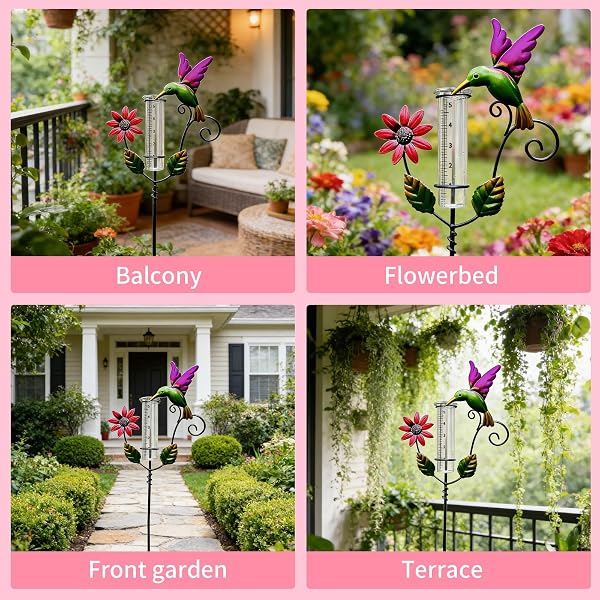 Outdoor Garden Rain Gauge: 1 Piece Frost Resistant Garden Rain Gauge - Rainfall Measurement, 23.5 x 5 x 119 cm, Multi-Colour, Iron, for Garden, Lawn, Terrace, Gardeners - 3
