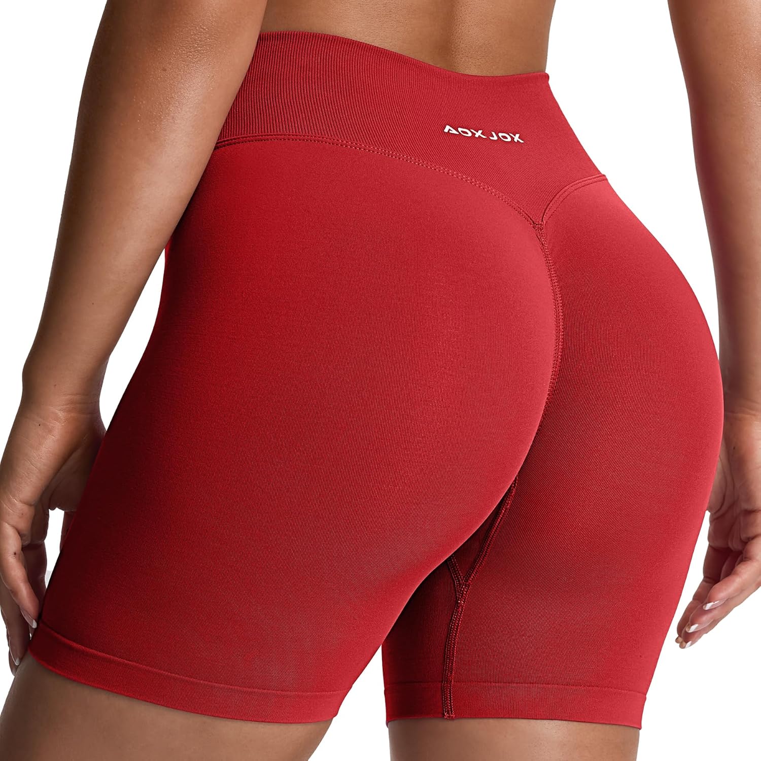 Aoxjox Refine Seamless Workout Biker Shorts for Women Low Waisted Hidden Scrunch Athletic Running Yoga Short 5"