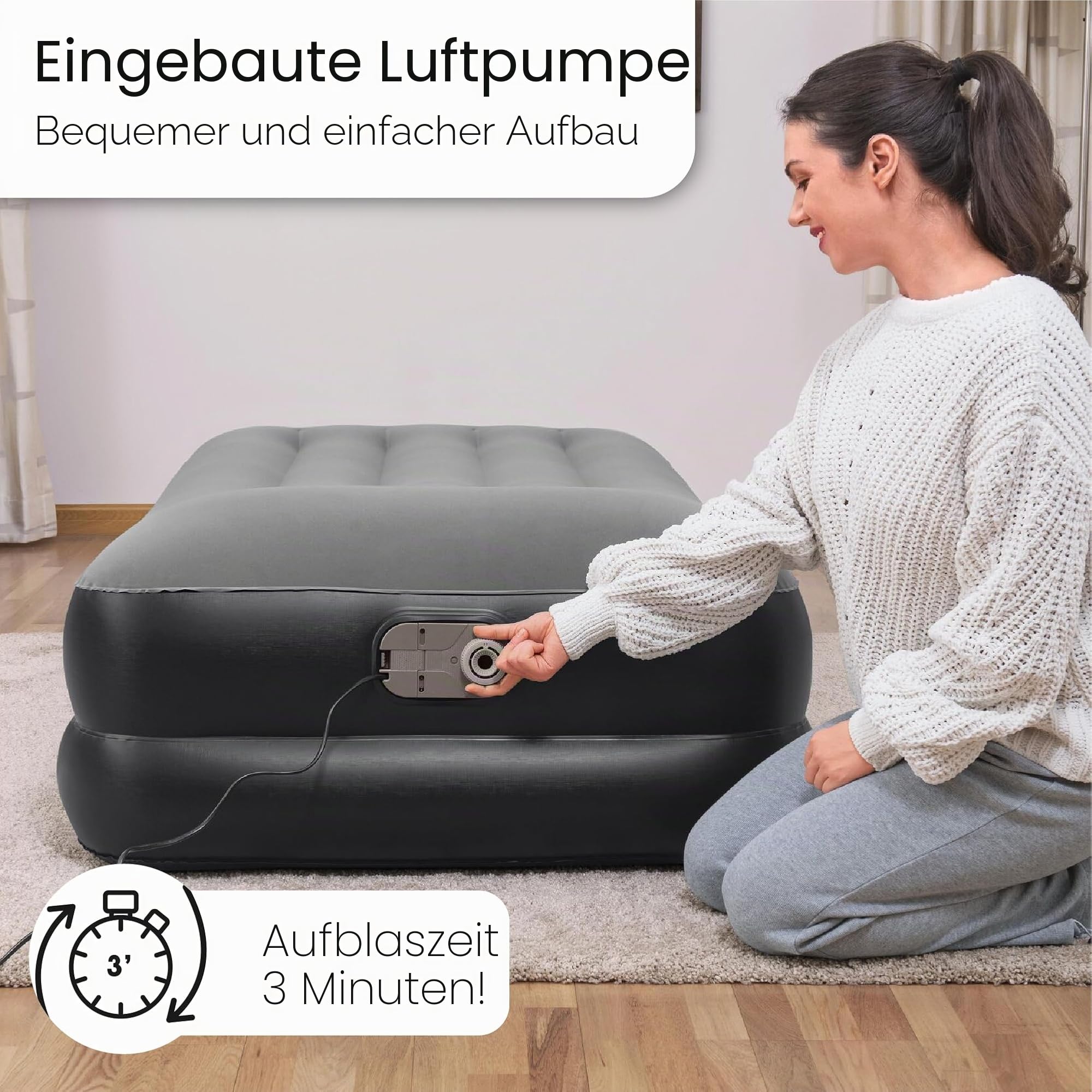 Bestway 67401-5 Einzelmatratze 191x97x46 cm mit integrierter Pumpe
