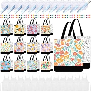 Paterr 12 Set Canvas Bags for Painting Adults DIY Tote Kit