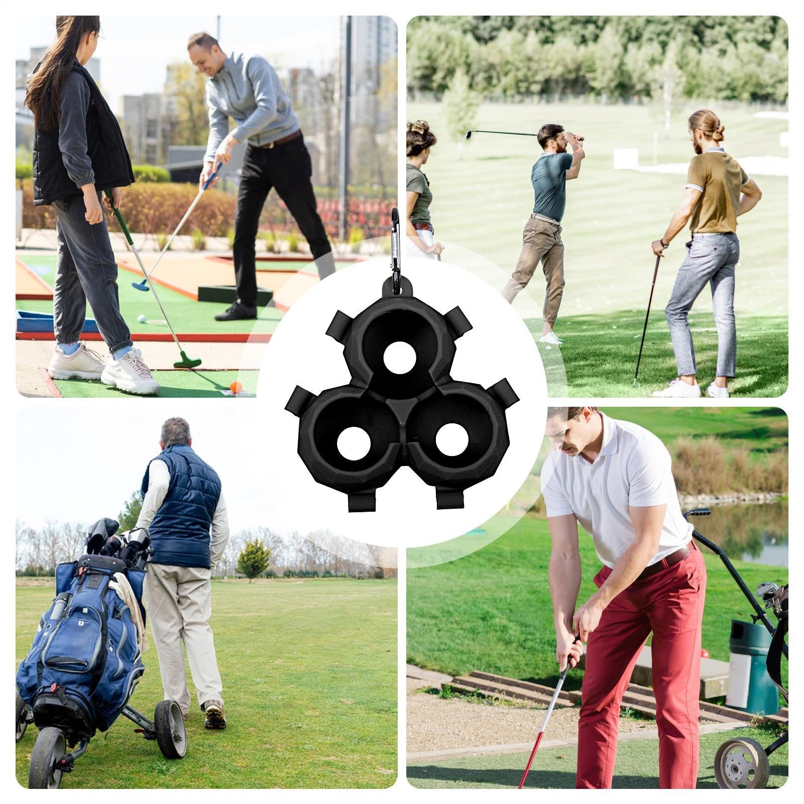Support de balle de golf en silicone avec boucle à clip pendante - Porte-balles portable