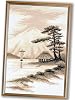 Povitrulya Cross Stitch Kit 'Fujisan', Japanese Landscape - 7.1 11, 16 Count Aida Cloth - Needlepoint Set for Adults with Mount Fuji Landscape Pattern