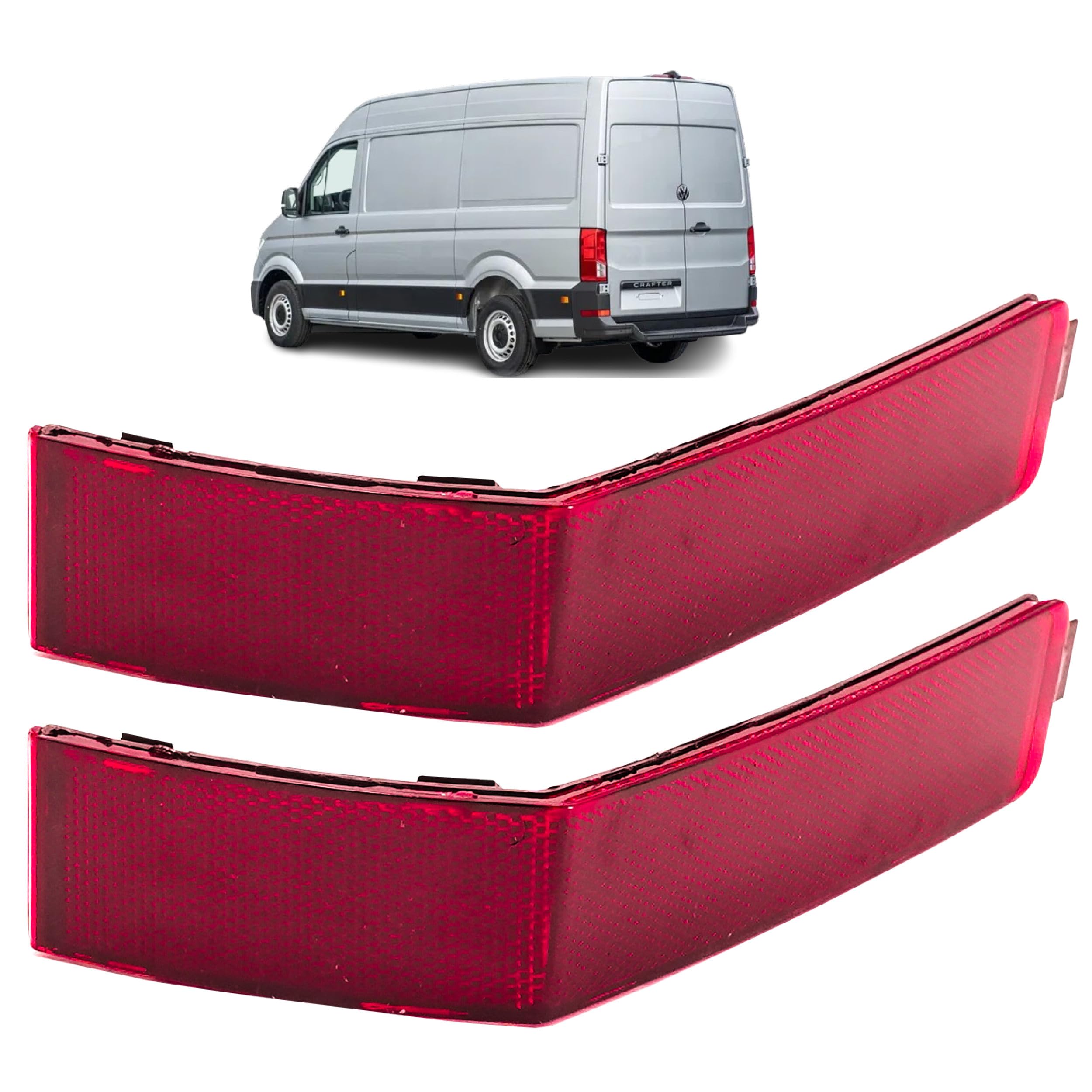 2 Rückstrahler passend für VW Crafter 2 und Man TGE (ab 2017) Rückstrahler hinten links + rechts. Heckstoßstange. 7C0945105, 7C0945106