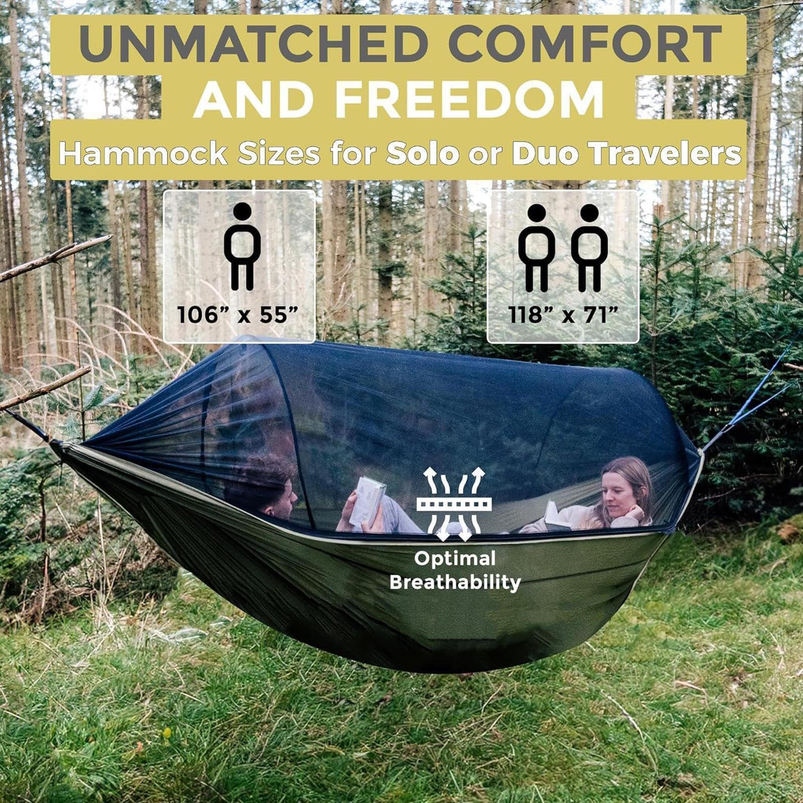 Tentes Hamac pour Camping Tarp de Nuit pour Deux Personnes avec Sangles