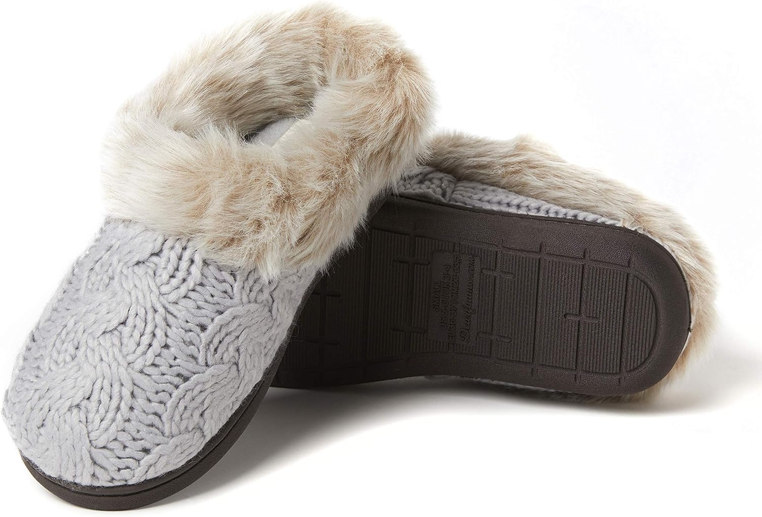 Dearfoams Women's Claire Chunky Knit Clog Slipper, Sleet, Small