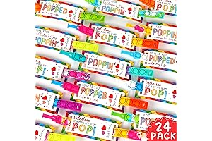 Valentines Day Cards for Kids School: DAZONGE 24 Packs POP It Bracelet...