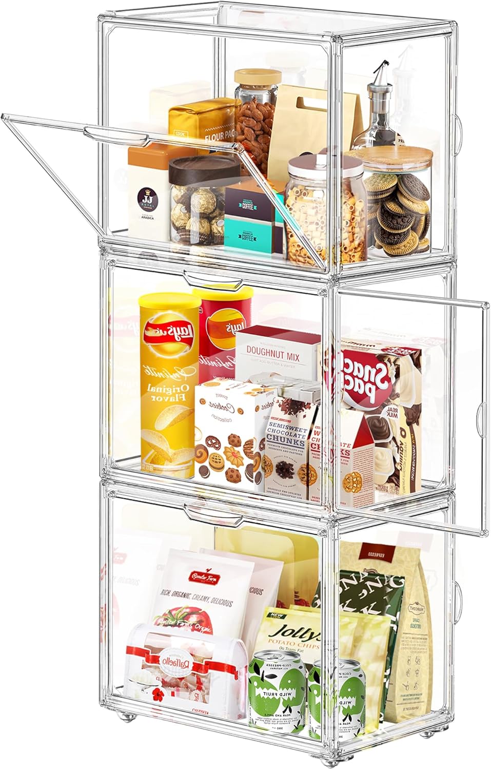 DILIBRA 3 Packs Slim Rolling Acrylic Storage Organizer, Mobile Utility Storage Cart with Wheels, Clear Storage Box Unit for Small Spaces Gaps Kitchen Laundry Narrow Places Organization and Storage Double Door