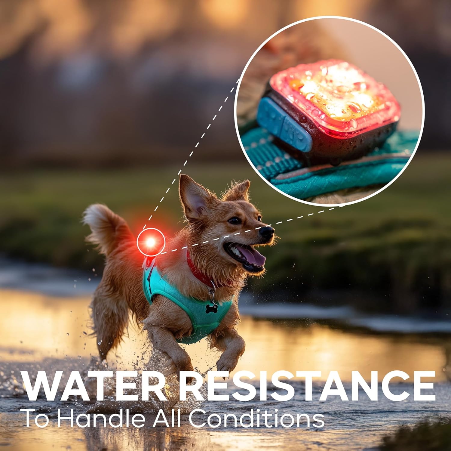 Light01 MEOLINQ 500 Lumen Light for Running, Dogs, Walking - Wearable Flashlight, Bike Tail Lights, Hiking, Camping - Attaches to Any Fabric, Clipless & Waterproof, for Riders & Outdoors