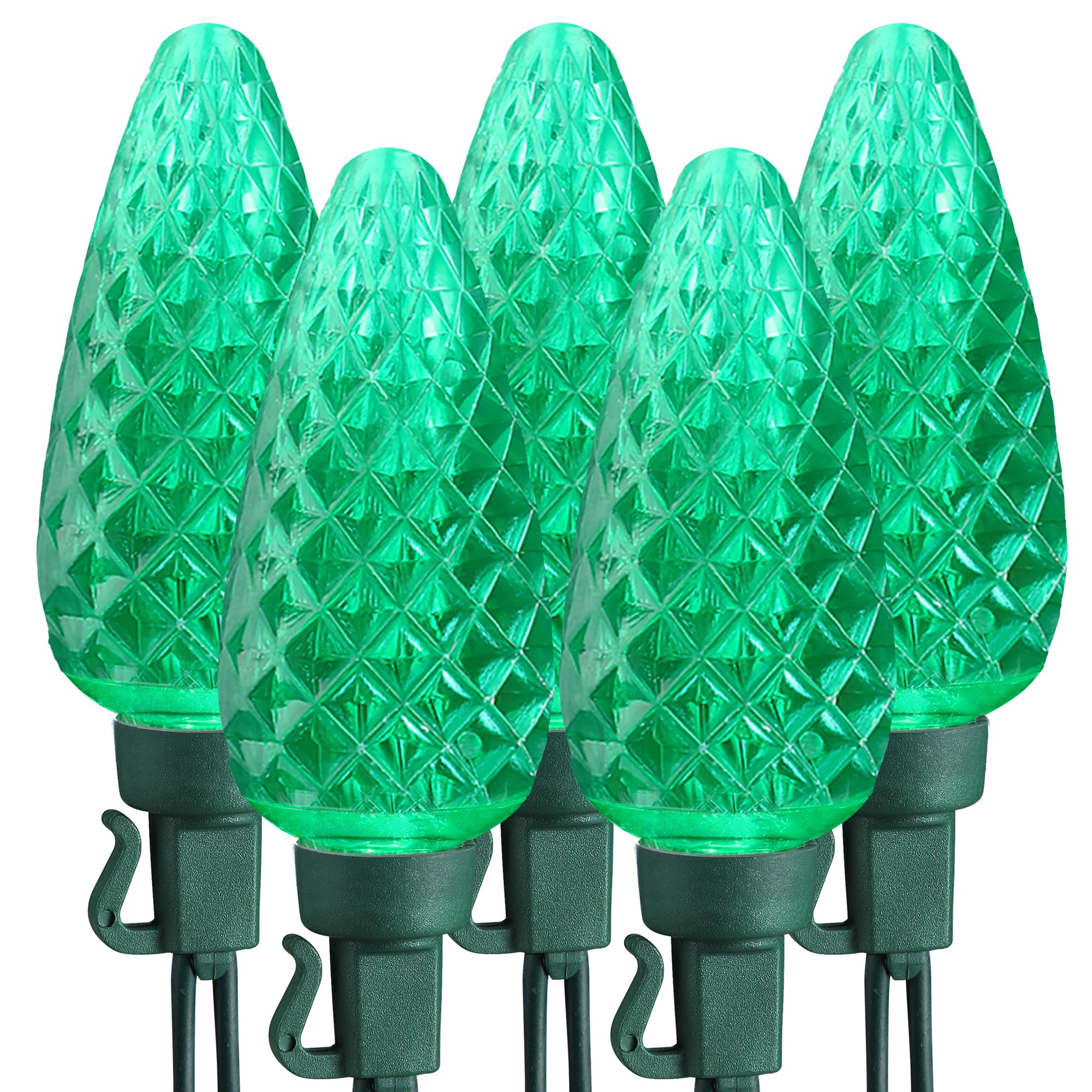 BrizledGreen St. Patrick's Day Lights, 17FT LED C9 String, Outdoor Christmas Tree Lights, Connectable Indoor Xmas Waterproof for House Roof Party Decor