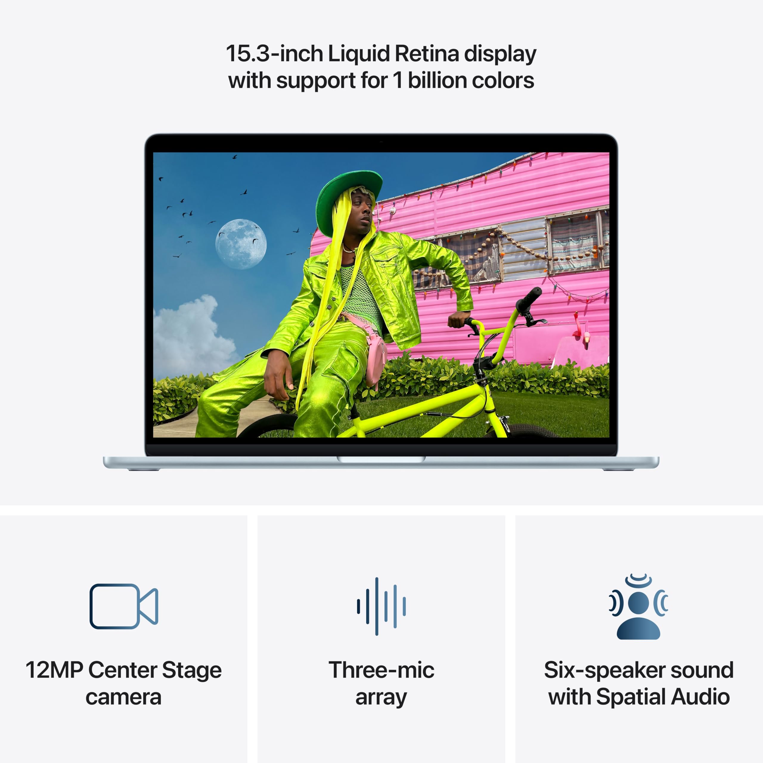Apple 2026 MacBook Air 15-inch Laptop with M5 chip: Built for AI, 15.3-inch Liquid Retina Display, 16GB Unified Memory, 512GB SSD, 12MP Center Stage Camera, Touch ID, Wi-Fi 7; Sky Blue