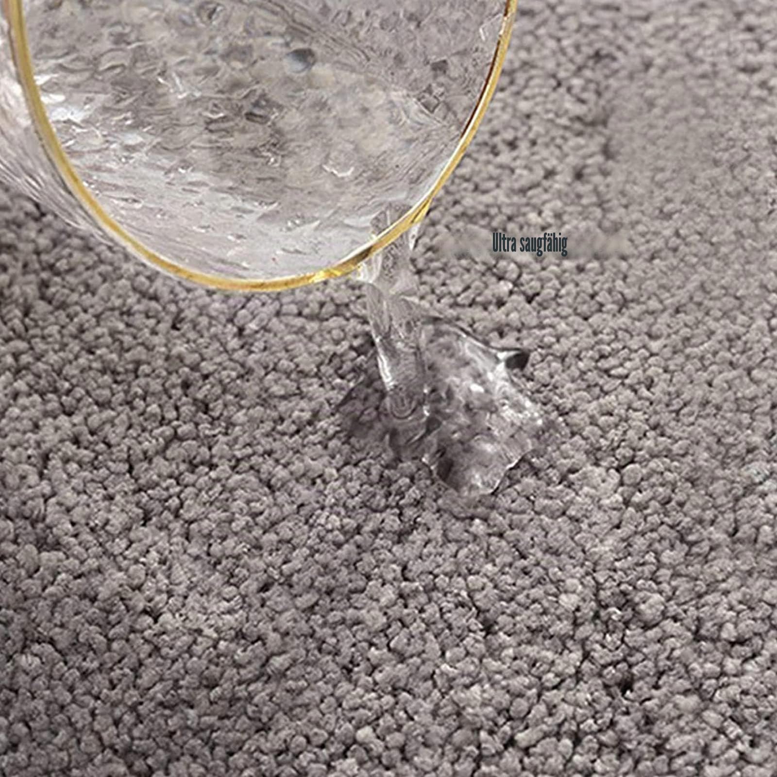 Badematte Runddusche, Medium Mikrofaser Duschmatte Halbrund, Viertelkreis Rutschfeste Hochflor Gebogen, Waschbar für Eckdusche, Beige