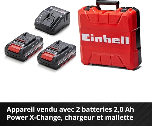 Einhell Power X-Change 50Nm Cordless Drill Driver with 2 Batteries and Charger - 18V Brushless 3-in-1 Combi Drill, Hammer Drill and Screwdriver - TP-CD 18/50 Li-i Impact Drill Set - 10