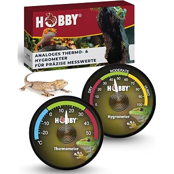 HOBBY Terraristik analoges Hygrometer & Thermometer I zur exakten Kontrolle der Luftfeuchtigkeit und Temperatur in Terrarien I f r ideales Terrarienklima I f r alle Terrarienarten I selbstklebend