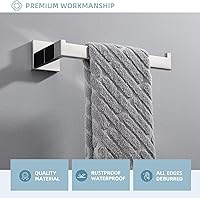 Vista 3 de Angle Simple SUS304 - Toallero de mano de acero inoxidable para baño, para pared, cromo pulido, 10.24 pulgadas