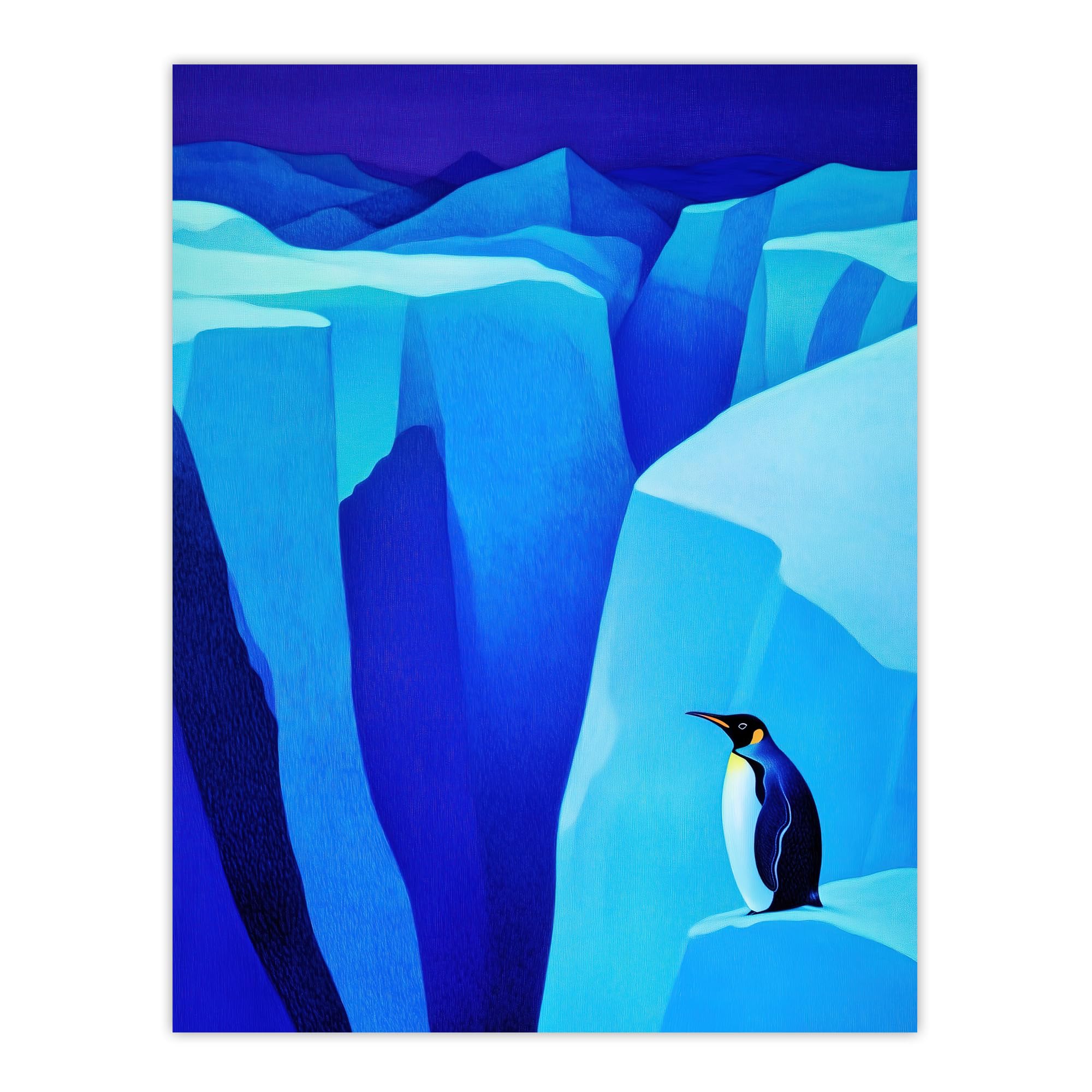 Artery8 Lone King Penguin Antarctic Ice Glacier Landscape Living Room Extra Large XL Wall Art Poster Print