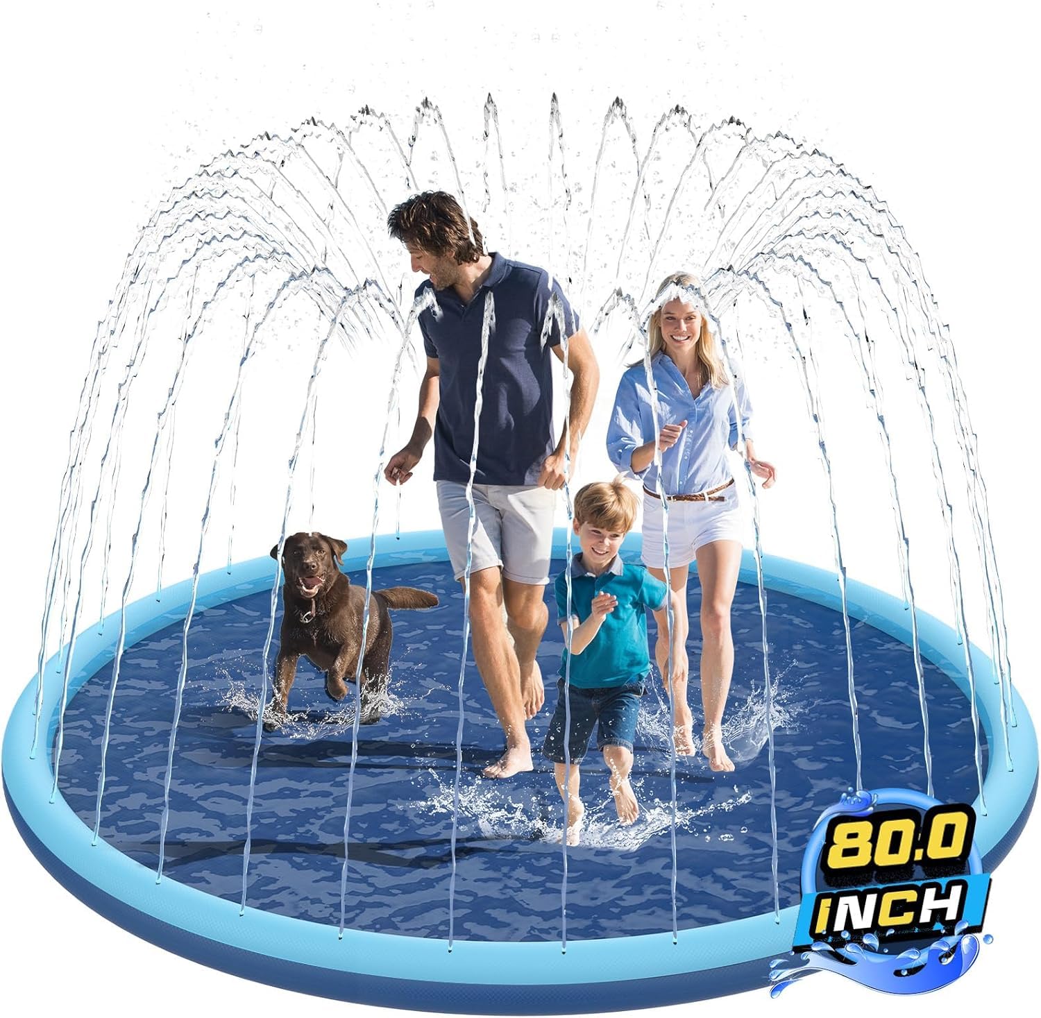 Dog Pool, 200CM/80"Dog Sprinkler Splash Pad,Thickened Anti-Slip Water Mat
