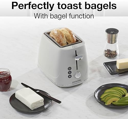 Miniatura 3 de Proctor Silex Tostadora de plástico de 2 rebanadas, bagel, botones de descongelación y cancelación, control de dorado con 7 tonos, apagado