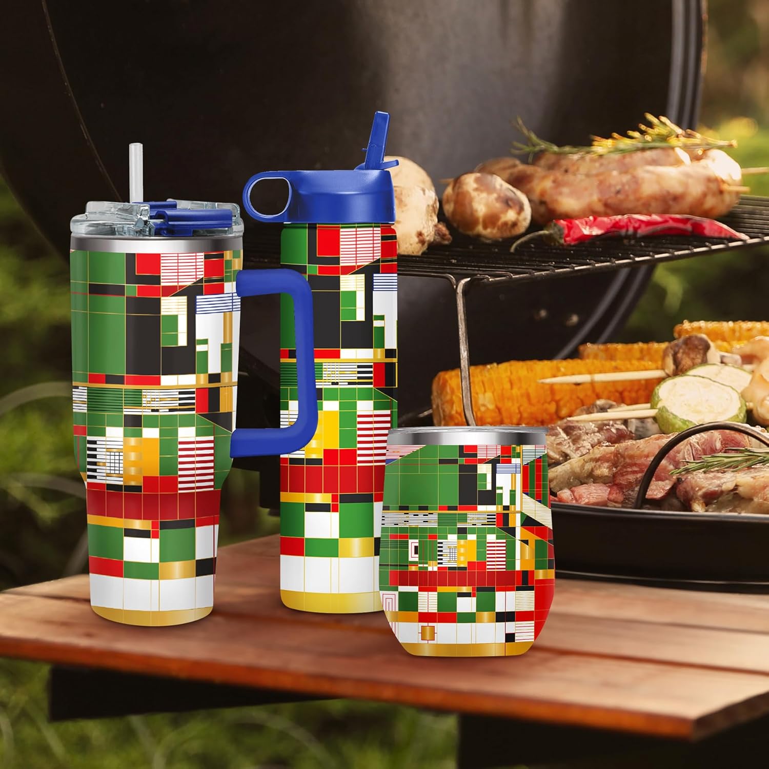 RainCaper 18/8 Stainless Steel Insulated Water Tumbler with Straw | 30oz, BPA-Free, Double Wall for Hot & Cold | Travel-Friendly, Cup Holder Ready (Frank Lloyd Wright Hillside Curtain)