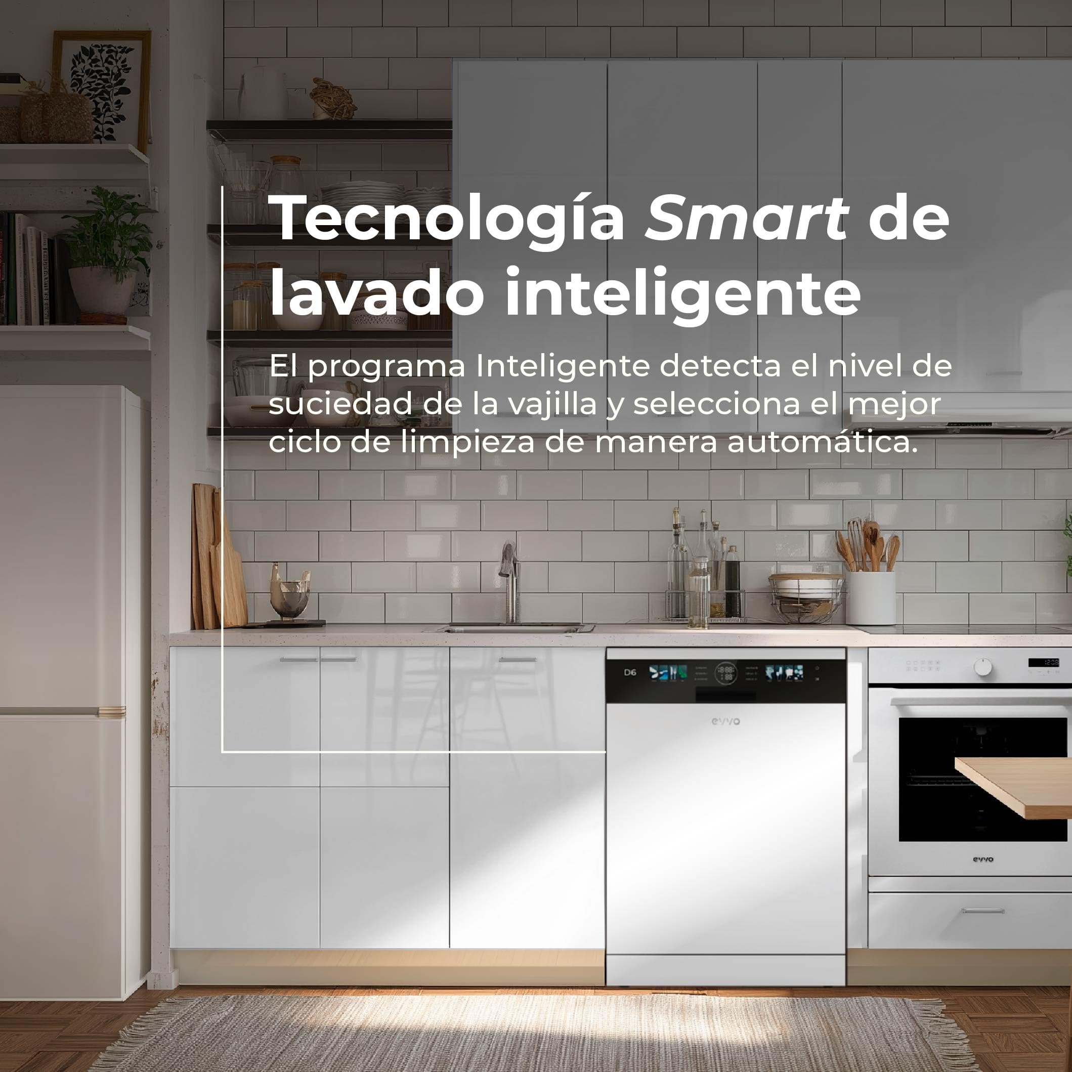 Lavavajillas D6 Libre Instalación 60 cm - Clase B de Alta Eficiencia, 15 Cubiertos, 8 Programas, Apertura Automática, Luz UV e Inicio Diferido - Lavavajillas Acero Inoxidable Inox con Secado Turbo — view 6