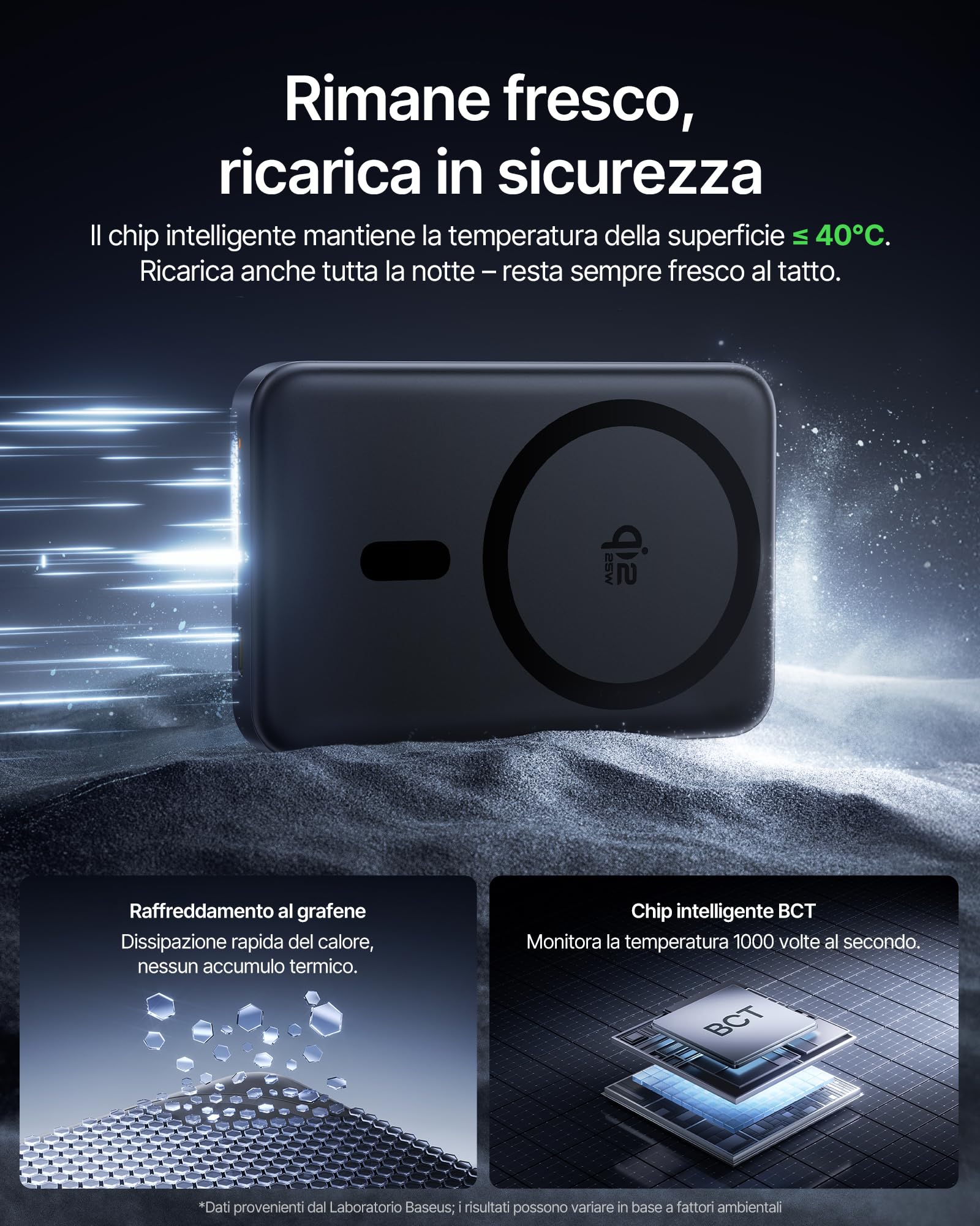 Baseus EnerFill FM21 Qi2.2 25W Powerbank Magsafe, 10000mAh Power Bank Magnetico, PD USB C 45W Ricarica Rapida, Batteria Esterna per iPhone 17/16/15/14 Pro Max